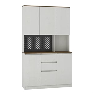 Pemberly Row Modern Kitchen Pantry Cabinet with LED Lighting