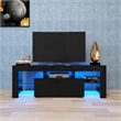 Pemberly Row Black TV Stand with LED RGB Lights Flat Screen TV Cabinet Black