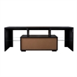 Pemberly Row Black TV Stand with LED RGB Lights Flat Screen TV Cabinet Black