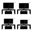 Pemberly Row Black TV Stand with LED RGB Lights Flat Screen TV Cabinet Black