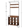 Pemberly Row Rustic Entryway Coat Rack with Shoe Storage and Bench-Brown