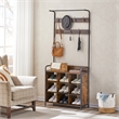 Pemberly Row Rustic Entryway Coat Rack with Shoe Storage and Bench-Brown