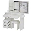 Pemberly Row Modern Vanity Desk with Mirror and Storage Shelves-White
