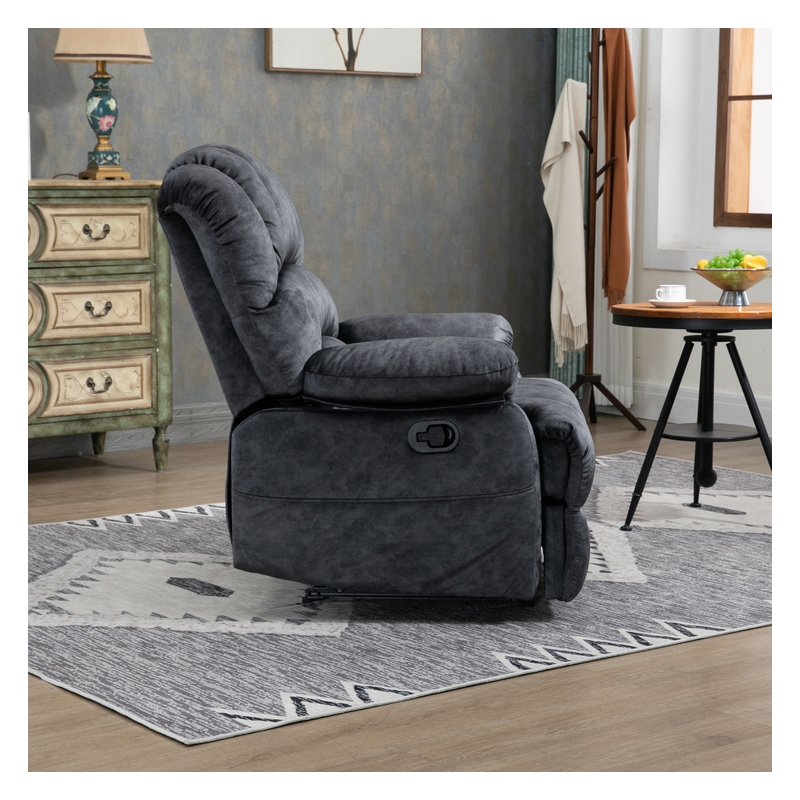 Pemberly Row Manual Recliner Chair in Fabric for Living Room-Dark Gray