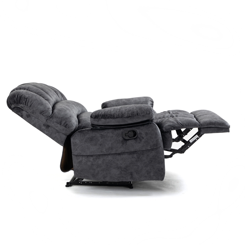 Pemberly Row Manual Recliner Chair in Fabric for Living Room-Dark Gray