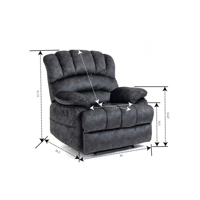 Pemberly Row Manual Recliner Chair in Fabric for Living Room-Dark Gray