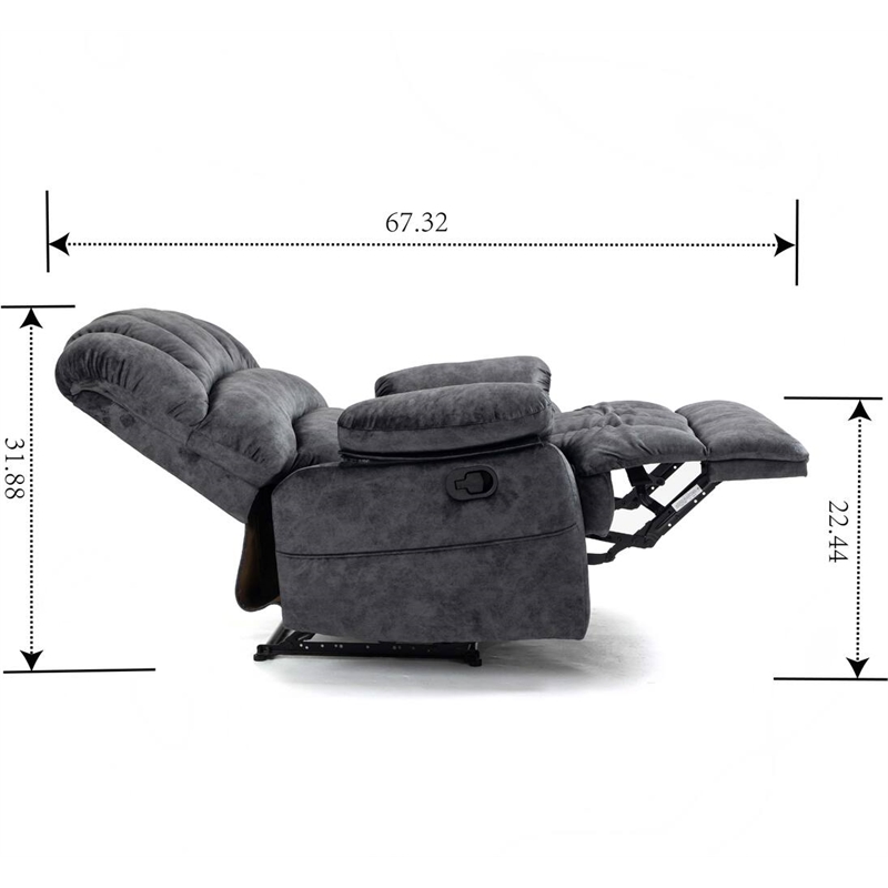 Pemberly Row Manual Recliner Chair in Fabric for Living Room-Dark Gray