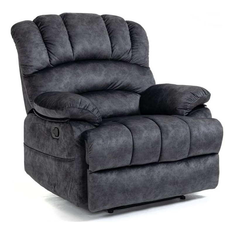 Pemberly Row Manual Recliner Chair in Fabric for Living Room-Dark Gray