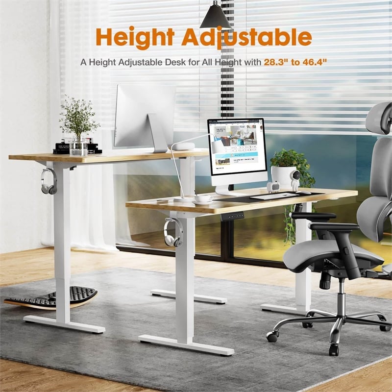 Pemberly Row Height Adjustable Electric Standing Ergonomic Computer Desk-Yellow