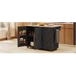Pemberly Row Kitchen Island with Storage -Drop-Leaf Countertop-Black