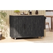 Pemberly Row Kitchen Island with Storage -Drop-Leaf Countertop-Black