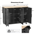 Pemberly Row Kitchen Island with Storage -Drop-Leaf Countertop-Black