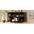 Pemberly Row Kitchen Island with Storage -Drop-Leaf Countertop-Black