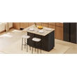 Pemberly Row Kitchen Island with Storage -Drop-Leaf Countertop-Black