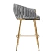 Pemberly Row Set of 2 Modern Velvet Bar Stools with Gold Frame-Gray