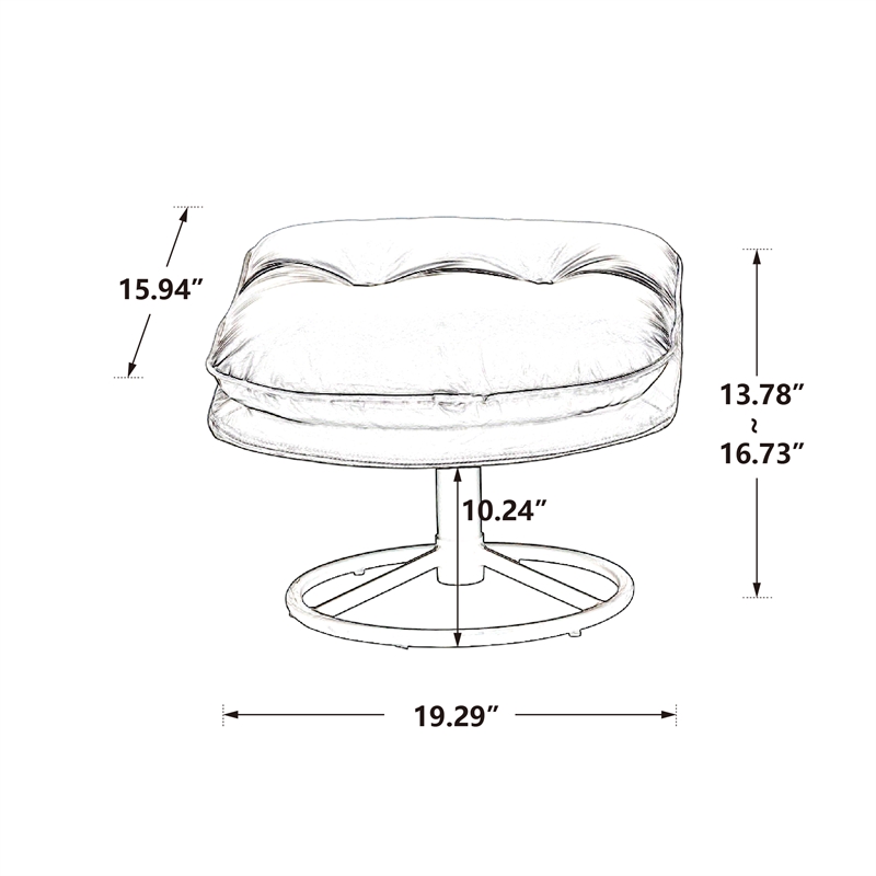 Pemberly Row Modern Swivel Lounge Chair with Ottoman&Velvet Upholstery-Gray
