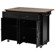 Pemberly Row Rolling Kitchen Island with Storage and Drop-Leaf Countertop Black