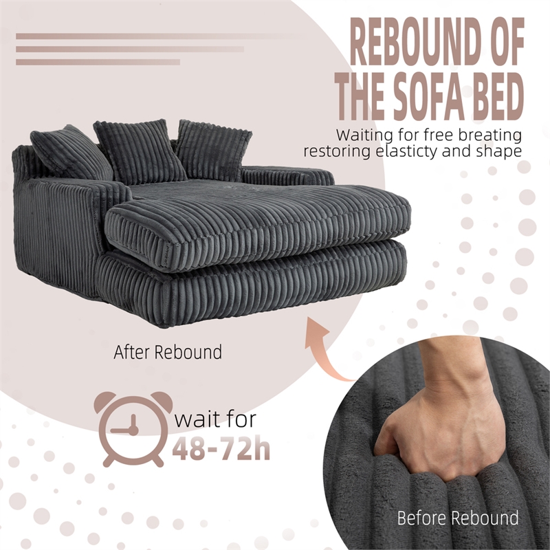 Pemberly Row Convertible lazy Sofa Bed with Adjustable Backrest Dark Gray