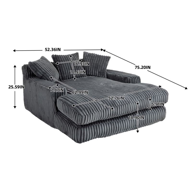Pemberly Row Convertible lazy Sofa Bed with Adjustable Backrest Dark Gray