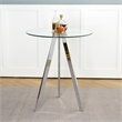 Pemberly Row Modern Glass Top Side Table with Metal Legs-Chrome