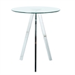 Pemberly Row Modern Glass Top Side Table with Metal Legs-Chrome