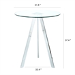 Pemberly Row Modern Glass Top Side Table with Metal Legs-Chrome