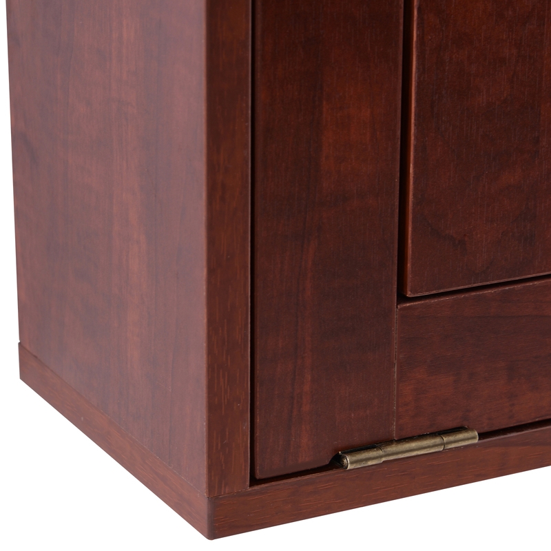 Pemberly Row Wall-Mounted Folding Brown Desk with Storage Shelves