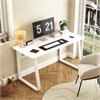 Pemberly Row Modern Minimalist Console Table with Sturdy Metal Frame White