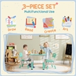 Pemberly Row Kids Activity Green Table and Chair Set Adjustable-Plastic