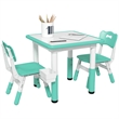 Pemberly Row Kids Activity Green Table and Chair Set Adjustable-Plastic