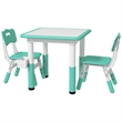Pemberly Row Kids Activity Green Table and Chair Set Adjustable-Plastic