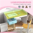 Pemberly Row Kids Desk and Chair Set with Storage Drawer-White Engineered wood