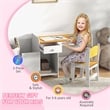 Pemberly Row Kids Desk and Chair Set with Storage Drawer-White Engineered wood