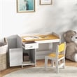 Pemberly Row Kids Desk and Chair Set with Storage Drawer-White Engineered wood