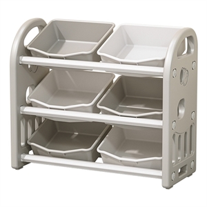 Pemberly Row Kids Toy Storage Organizer with Removable Bins-Gray