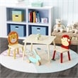 Pemberly Row Kids Animal-Themed Table and Chair Set with Lion Design-Natural