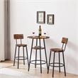 Pemberly Row Rustic Industrial Bar Stools with Adjustable Height-Rustic Brown