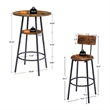 Pemberly Row Rustic Industrial Bar Stools with Adjustable Height-Rustic Brown