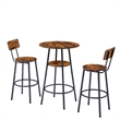 Pemberly Row Rustic Industrial Bar Stools with Adjustable Height-Rustic Brown