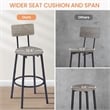 Pemberly Row Adjustable Rustic Bar Stools with Wooden Backrest-Gray
