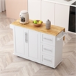 Pemberly Row Kitchen Island Cart with 2 Door Cabinet and Three Drawers-White