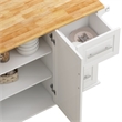Pemberly Row Kitchen Island Cart with 2 Door Cabinet and Three Drawers-White