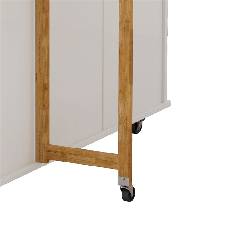 Pemberly Row Kitchen Island Cart with 2 Door Cabinet and Three Drawers-White