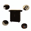 Pemberly Row Compact Rolling Kitchen Island with Drop-Leaf Countertop-Black