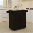 Pemberly Row Compact Rolling Kitchen Island with Drop-Leaf Countertop-Black