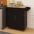 Pemberly Row Compact Rolling Kitchen Island with Drop-Leaf Countertop-Black