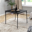 Pemberly Row Black Square Folding Table with Sturdy Metal Frame Easy Storage