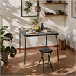 Pemberly Row Black Square Folding Table with Sturdy Metal Frame Easy Storage
