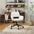 Pemberly Row Beige Home Office Adjustable Metal Swivel Task Chair with Wheels