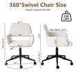 Pemberly Row Beige Home Office Adjustable Metal Swivel Task Chair with Wheels